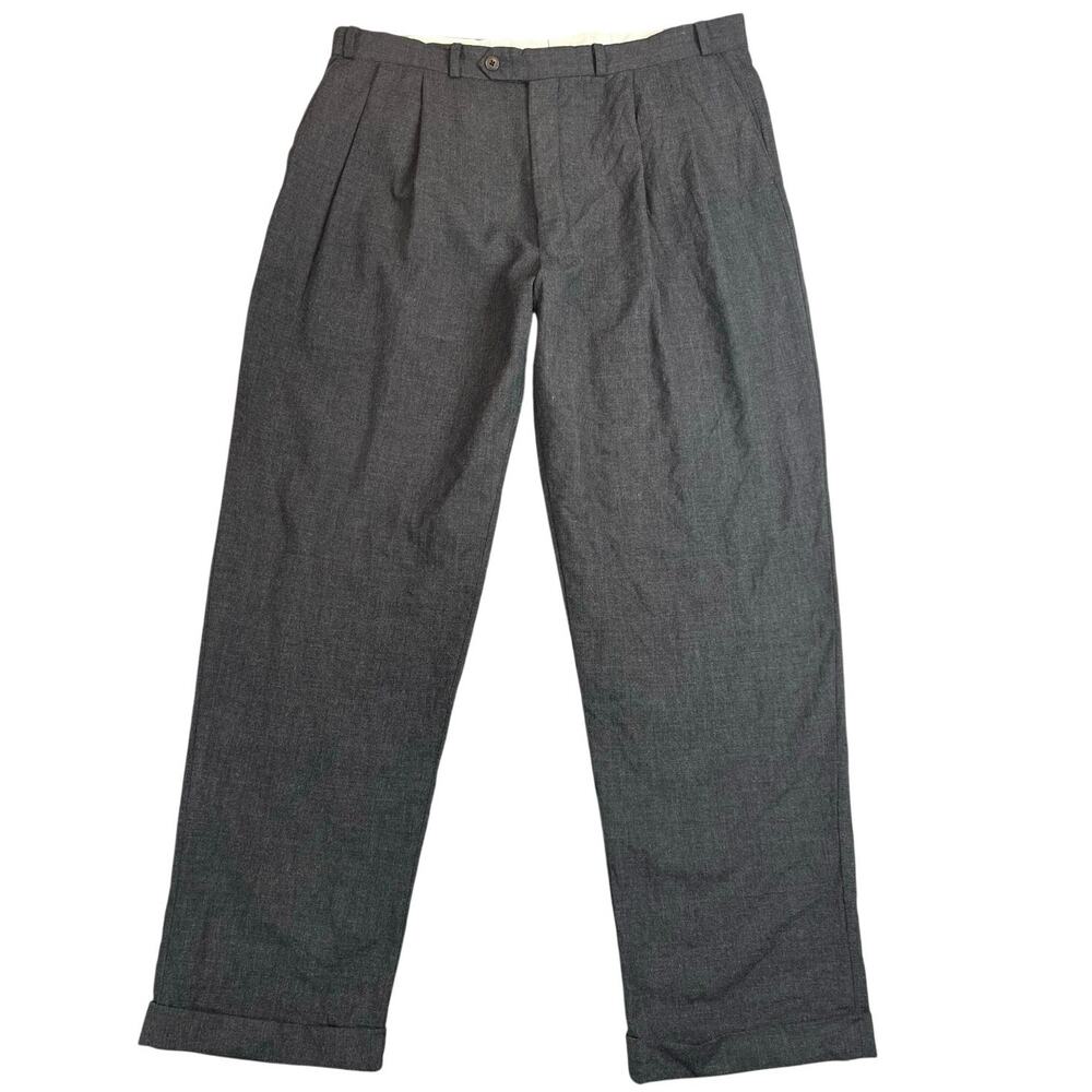 Vintage Chaps Ralph Lauren Gray Pleated Dress Pants 90s Trousers - 37x30.5